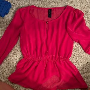 Blue Rain Pink Open Blouse Size S